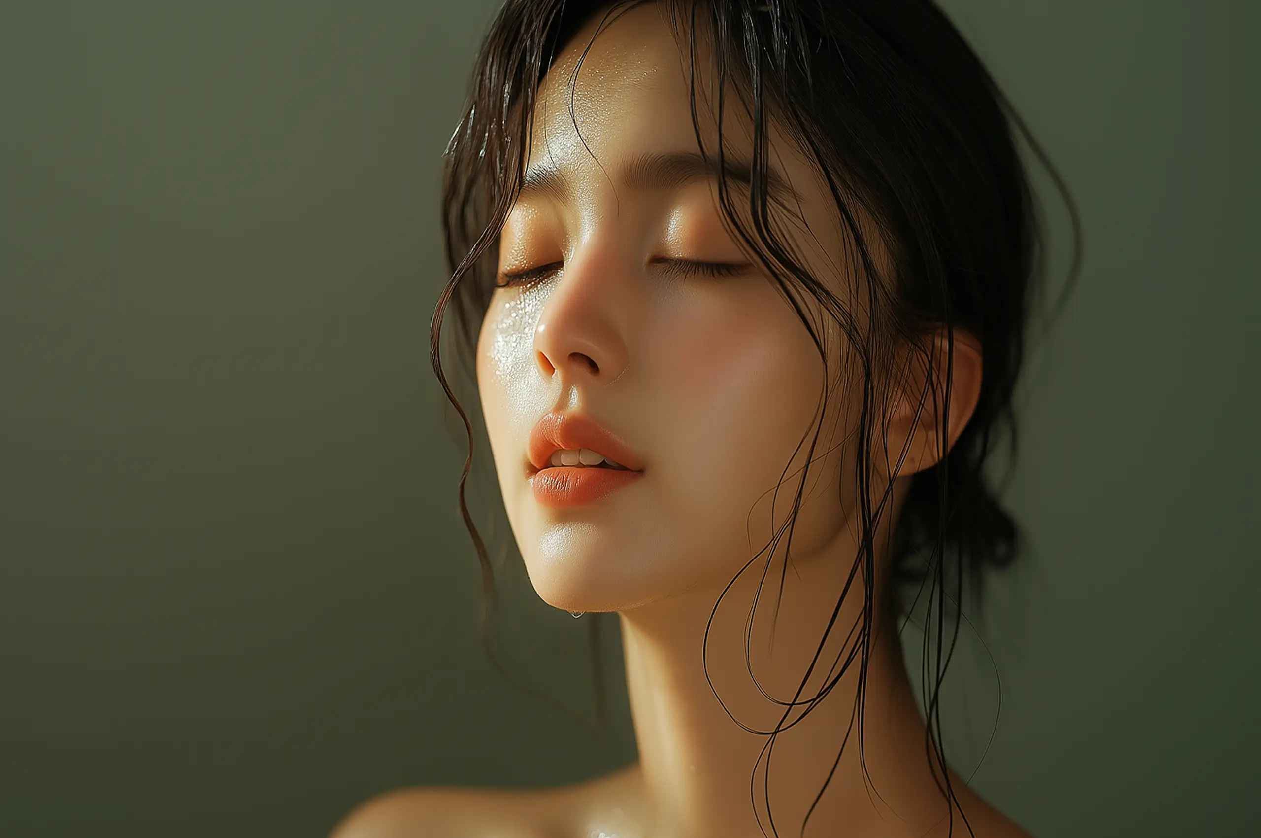 Woman with dewy glowing skin featured in the Master Korean Skincare course