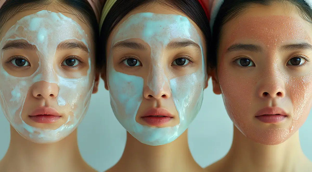 Three women wearing facial masks as part of the Master Korean Skincare program